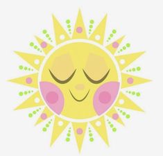 a yellow sun with eyes closed and stars around it's face, on a white background