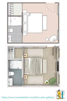 the floor plan for a small apartment with one bedroom and another living room in it