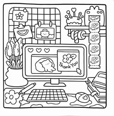 Precious Moments Coloring Pages, Hello Kitty Colouring Pages, Scribble Drawing, Cute Easy Doodles, Hello Kitty Coloring, Detailed Coloring Pages, Hello Kitty Drawing, Cartoon Coloring Pages