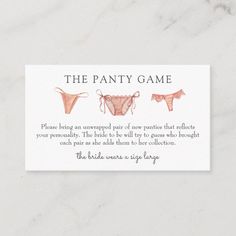 a business card with two bras on it and the text, the fancy game