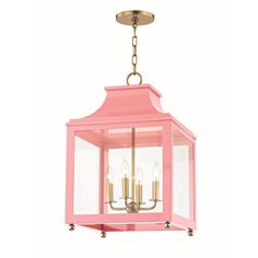 a pink lantern hanging from the ceiling