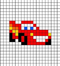 a cross stitch pattern with an image of a red, yellow and blue object on it