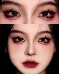 Anime Eye Makeup, Doll Eye Makeup, Korean Eye Makeup, Rave Makeup, Eye Dark Asian Makeup Tutorial, Sultry Douyin Makeup, Makeup Tone Cam, Cat Eye Douyin Makeup, Smoky Douyin Makeup, Hua Cheng Makeup, Goth Douyin Makeup, K Pop Idol Makeup, Dark Korean Makeup