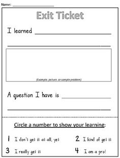 an exit ticket for students to learn how to use the word's in their classroom