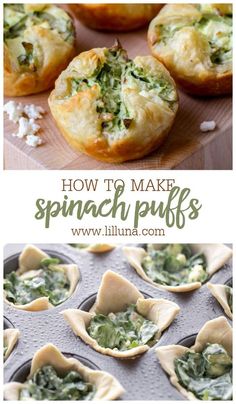 spinach puffs with the title above it