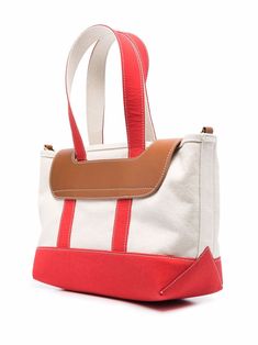 Find PALM ANGELS Palm Beach Tote Bag on Editorialist. red/white/brown cotton-blend/leather debossed logo to the front leather trim two rounded top handles adjustable detachable shoulder strap main compartment front flap closure Straw Beach Bag, Debossed Logo, Beach Tote Bag, Palm Angels, Shopper Tote, Beach Tote Bags, Beach Tote, Black Tote Bag, White Bag