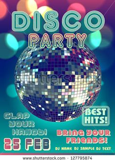 disco party poster with shiny disco ball