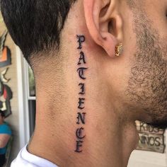 a man with a tattoo on his neck has the words prince and princess written in cursive font