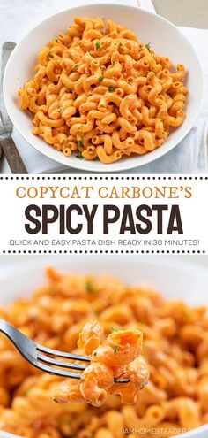 the cover of copycat carbone's spicy pasta