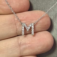 M Initial Jewelry, M Necklace Aesthetic, M Necklaces, M Letter Necklace, Letter S Necklace, Creative Iphone Case, M Necklace, Diamonds And Pearls, M Letter