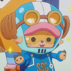 a cartoon character in a space suit with goggles on