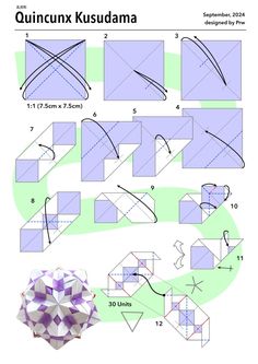 Quincunx – PrwOrigami Origami Projects, School Study Ideas, Origami Kusudama, 3d Cube, Origami And Kirigami, Modular Origami, Diy Crafts For Kids Easy, Paper Flower Tutorial, Origami Art