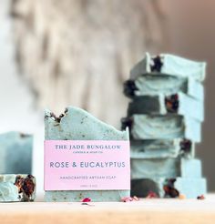 "Our Rose & Eucalyptus Handcrafted Artisan Soap: nourishing botanical bar, creates a relaxing spa-like feel for hand & body. A beautiful blend of herbal eucalyptus paired with romantic notes of English rose. Handmade in USA using premium, sustainably sourced ingredients that are good for you & the family.  » SOAP WEIGHT & DIMENSIONS:  *Full Size Soap Bar: 3.5OZ | 100 G | 3.5\" x 3.0\" x 0.80\" *Half Size Soap Bar: 1.8OZ | 50 G | 3.5\" x 1.5\" x 0.80\" (perfect for house guests) » SOAP USE & CARE Bar Soap Packaging, Romantic Notes, Vegan Body, Strawberry Seed, House Guests, Feuille Eucalyptus, Organic Castor Oil, Rose Fragrance, Organic Olive Oil