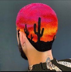 Colorful Buzzed Hair, Shaved Head Color Design, Hair Dye Designs Shaved Head, Shaved Hair Art, Buzzcut Hair Dye Art, Buzzed Hair Dye Designs, Shaved Head Dye Designs, Shaved Head Designs, Shaved Designs