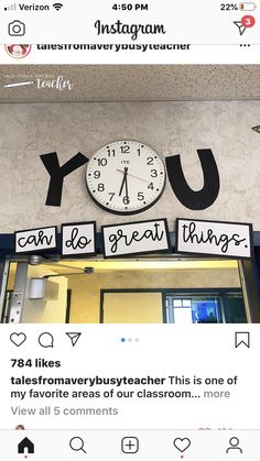 an instagram page with the words you can do great things on it and a clock