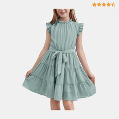 blibean Tween Girls Summer Dresses Big Kids Boho Ruffle Dress Tiered Fashion Outfit Age 14T-15T (Size 14 15 16 Years) Light Green Boho Kids, Summer Kids, Fashion Outfit, Ruffle Dress, Summer Outfit, Big Kids