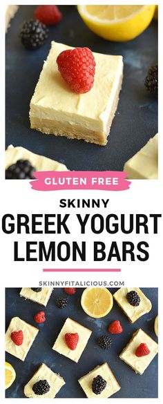 Low Calorie Sweets, Gluten Free Lemon Bars, Low Cal Dessert, Gluten Free Shortbread, Lemon Shortbread, Dessert Oreo, Desserts Keto, Shortbread Bars, Greek Yogurt Recipes