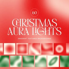 the front cover of christmas aura lights, with red and green squares on it's sides