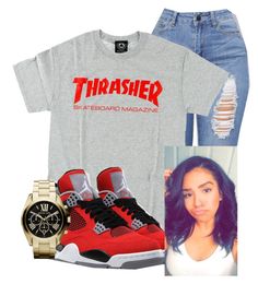 "Untitled #263" by brooklynnmckenna ❤ liked on Polyvore featuring MICHAEL Michael Kors Dope Swag Outfits, Cute Sweats, Slay Outfits, Causal Outfits, Legging Pants, Red T Shirt