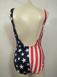 "Vintage 1980s American flag swimsuit or bathing suit. Made of red, white and blue Lycra/Nylon. Most likely a Speedo, but has no label. Size large. Measures: 28\" around the waist 31\" around the hips 29\" overall length In excellent unused condition." Summer Beachwear With Flag Print, American Flag Swimsuit, Vintage Swimsuit, Vintage Swimsuits, Dec 30, Red White And Blue, Women Swimsuits, Womens Swimwear, Bathing Suit