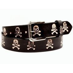 Our handcrafted leather "Skulls" belt offers a gravely cute embossing for bad boys and girls alike. Belt pictured in Black/Beige with Roller Buckle in Silver. Skull design is upright when the belt is meant to be worn from right to left. If you want the design to go from left to right, just shoot us a message, we're happy to customize it for you!        -Made from premium full-grain American cowhide, this is the real stuff! Won't split, bleed, crack or peel apart like store-bought belt impostors. Alt Accessories, Skull Belt, Masc Fashion, Goth Accessories, Boo Basket, Airplane Window, Black Motorcycle, Emo Outfits, Estilo Punk