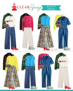 Bright Spring Capsule, Capsule Color Palette, Bright Fall Outfits, Bright Spring Palette