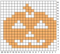 an orange and white cross stitch pattern with the numbers 1, 2, 3, 4