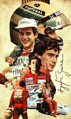 a collage of two men in racing uniforms and hats with the words national hero on them