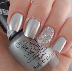 Fantastic Nails, Metallic Nail Art, Wedding Nail Art Design, Silver Nail Art, Wedding Nails Design, Nail Art Wedding, Metallic Nails, Silver Nails, Bridal Nails