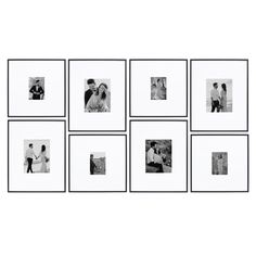 six black and white photos hanging on a wall with four different pictures in the same frame