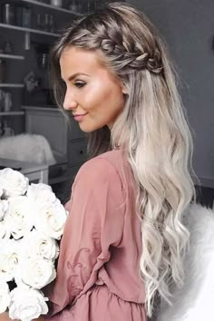 Hairstyles 15, Hairstyle Elegant, Side Braid Hairstyles, Romantic Hairstyles, Wedding Hair Inspiration, Wedding Hairstyle, Easy Hairstyles For Long Hair, Braids For Long Hair, Wedding Hair And Makeup