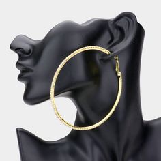 Earring Details: Size : 3.25" X 3.25" Omega Closure Rhinestone Hoop Earrings, Large Hoop Earrings, Presents For Friends, Gold Rhinestone, Memorable Gifts, Beautiful Earrings, Festival Season, Fashion Statement, Casual Chic