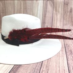 Western Feather Hat Pin Red – Willow Lane Hat Co. Hat Bands, Feather Hat, Red Feather, Hat Pin, Stick Pins, Cute Hats, Hat Pins, Hat Band, Hats Vintage