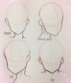 a drawing of the head and shoulders of a person with different angles to each side