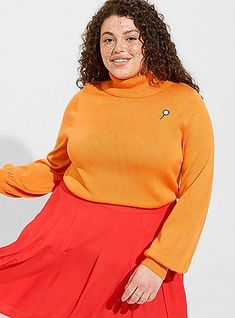 Scooby Doo Velma Turtleneck Pullover Sweater, ORANGE Scooby Doo Velma, Velma Costume, Turtleneck Pullover, Tunic Hoodie, Cozy Knit Sweater, Cowl Neck Long Sleeve, Sweater Fits, Long Sleeve Knit Sweaters, Fair Isle Sweater