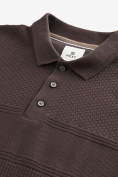 Można prać w pralce. Panel 1 95% bawełna, 5% elastan. Panel 2 99% bawełna, 1% elastan. Tył 100% bawełna. Brown Texture, Mens Polo Shirts, Polo Shirts, Next Uk, Brown Color, Favorite Things List, Polo Shirt, The Next, Quick Saves