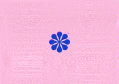 a blue flower on a pink background