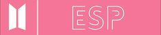 the logo for essp, which has been designed in pink and white