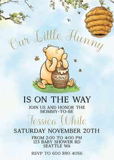 a baby's first birthday party with winnie the pooh and honeycombs