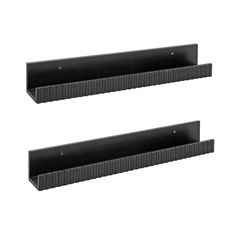 two black shelfs are shown against a white background