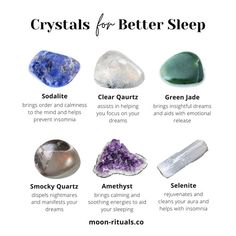 Crystals for Better Sleep Crystal Meanings Charts, Moon Rituals, Candles Jewelry