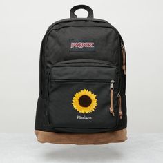 Yellow Sunflower Personalized Name JanSport Backpack Jansport Right Pack, Personalized Backpack, Sunflower Yellow, Port Authority, Backpacking Packing, Yellow Sunflower, Jansport Backpack, Classic Backpack