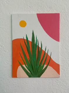 a painting of a plant on a white wall