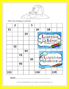 the missing numbers worksheet for learning to read and color with pictures on it