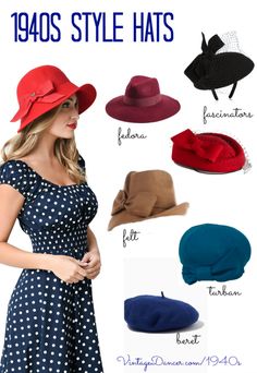 1950s Womens Hats, 1940s Fashion Accessories, 50s Hats Women, 1940 Fashion Women 40s Style, Vintage Hats For Women 1950s, 1940s Hats Women, 1940s Fashion Women Outfits, 40s Fashion 1940s Style, 40s Accessories