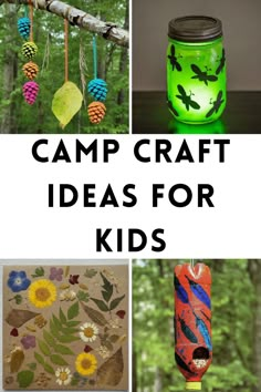 the words camp craft ideas for kids are shown