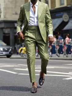 Engagement Suits, Green Suit Men, Linen Suits For Men, Green Wedding Suit, Summer Suits Men, Wedding Suits Groom, Linen Men, Italy Outfits, Green Suit