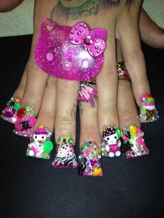 Big Nails, Nails Images, Hello Kitty Nails Art, Flare Nails, Natural Nail Art, Nail Designs Pictures, Duck Nails, Hello Kitty Nails, Really Cute Nails