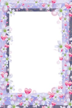 a square frame with flowers and hearts on it