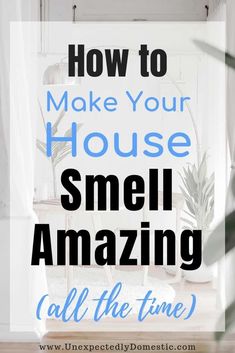 the words how to make your house smell amazing all the time in blue and white